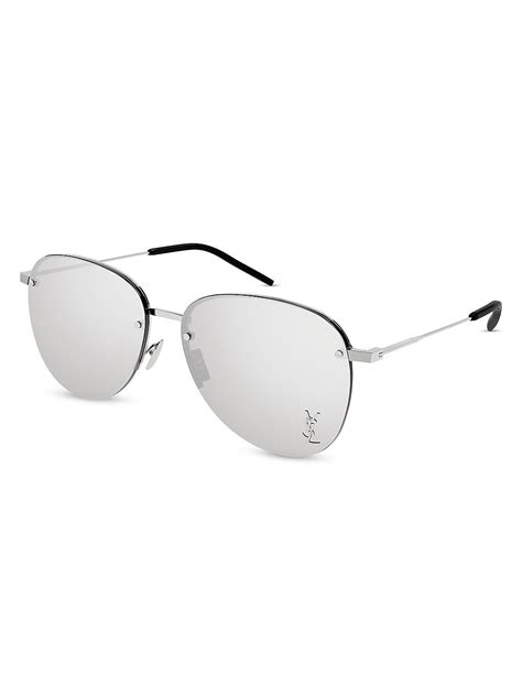 Saint Laurent Mirrored Metal 61MM Navigator Sunglasses.